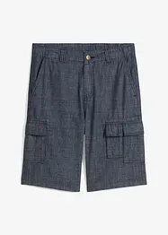 Lang cargoshorts i Chambray-materiale, Regular Fit, bonprix