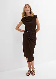 Midikjole i ribbet stil med drapering, bonprix