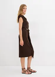 Midikjole i ribbet stil med drapering, bonprix