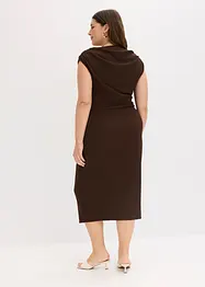 Midikjole i ribbet stil med drapering, bonprix