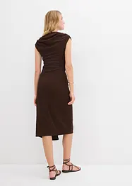Midikjole i ribbet stil med drapering, bonprix