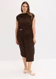 Midikjole i ribbet stil med drapering, bonprix
