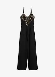Jumpsuit i jersey med blonder, bonprix