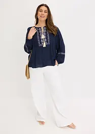 Oversized bluse med broderi, bonprix