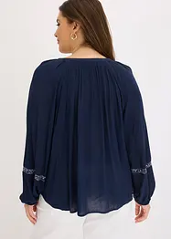 Oversized bluse med broderi, bonprix