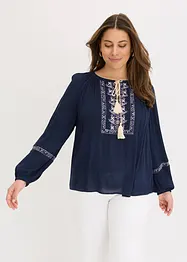Oversized bluse med broderi, bonprix
