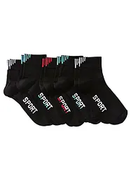 Treningssokker med tekst (5-pack) med økologisk bomull, bonprix