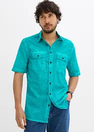 Kortermet skjorte i vasket look, bonprix