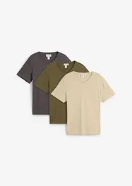 T-skjorte med V-hals (3-pack), bonprix