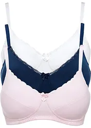 BH uten bøyle med økologisk bomull (3-pack), bonprix