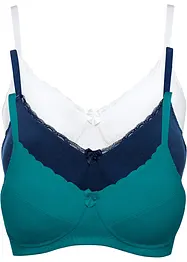 BH uten bøyle med økologisk bomull (3-pack), bonprix