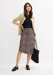 Skjørt med leopardprint og splitt, bonprix
