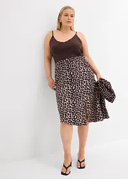 Skjørt med leopardprint og splitt, bonprix
