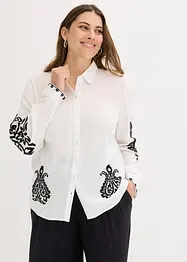 Bluse i myk viskosemiks med broderi, bonprix