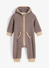 Fleeceoverall med hette og bamse-applikasjon, bonprix