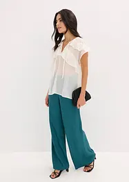 Chiffonbluse med volanger, bonprix