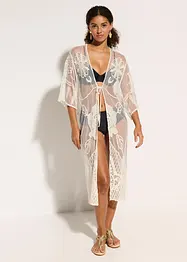 Transparent strandkimono med blonder, bonprix