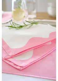 Tøyservietter i økologisk bomull med farget kant (2-pack), bonprix