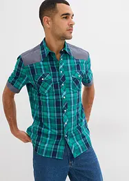Kortermet skjorte  med denimbesetning, bonprix