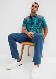 Kortermet skjorte  med denimbesetning, bonprix