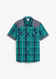 Kortermet skjorte  med denimbesetning, bonprix