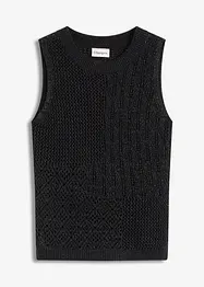 Strikket singlet med hullmønster og lurex, bonprix