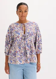 Trikotbluse med snøring, bonprix