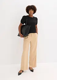 Jerseytopp med ermer av bomullspopelin, bonprix