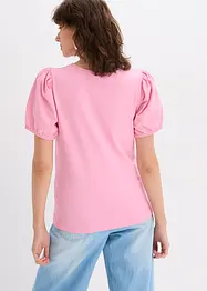 Jerseytopp med ermer av bomullspopelin, bonprix