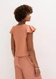 Bluse med volangermer i glansfull stil, bonprix