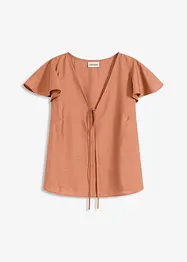 Bluse med volangermer i glansfull stil, bonprix