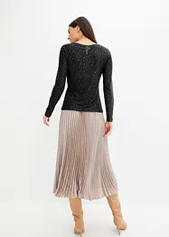 Langermet topp i mesh med glitter, bonprix