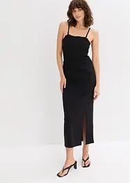 Midikjole i formstabil jersey med vaflet innfelling og splitt, bonprix