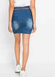 Jeans-skjørt med belte, bonprix