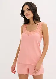 Shorty-pyjamas med  delikat blondebesetning, bonprix