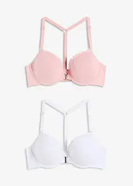 Vattert BH med spiler, bomull og lukning foran (2-pack), bonprix