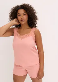 Shorty-pyjamas med  delikat blondebesetning, bonprix