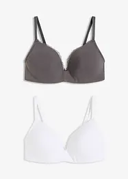 Vattert BH uten spiler med bomull (2-pack), bonprix