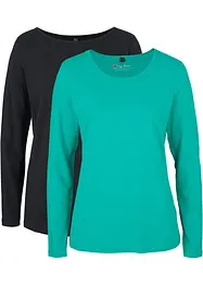 Langermet topp (2-pack), bonprix