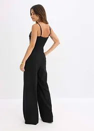 Jumpsuit i jersey med blonder, bonprix