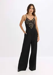 Jumpsuit i jersey med blonder, bonprix