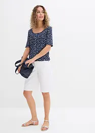 Ribbet topp med blomsterprint, halvlange ermer, bonprix