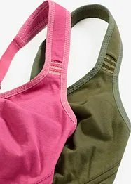 T-skjorte-BH uten bøyle med bomull (2-pack), bonprix