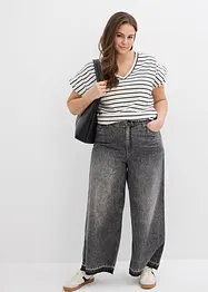 Stripete topp med volangermer, bonprix