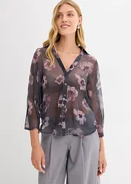 Oversized skjorte i luftig chiffon, bonprix