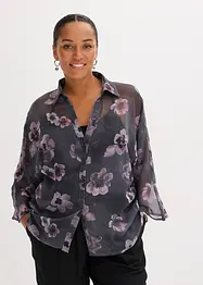 Oversized skjorte i luftig chiffon, bonprix