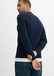 Finstrikket genser med flettemønster, Slim Fit, bonprix