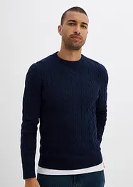 Finstrikket genser med flettemønster, Slim Fit, bonprix