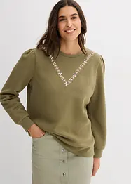 Sweatshirt i bomullsmiks med broderi, bonprix