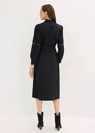 Midikjole i bomull med blondeinnfelling, bonprix